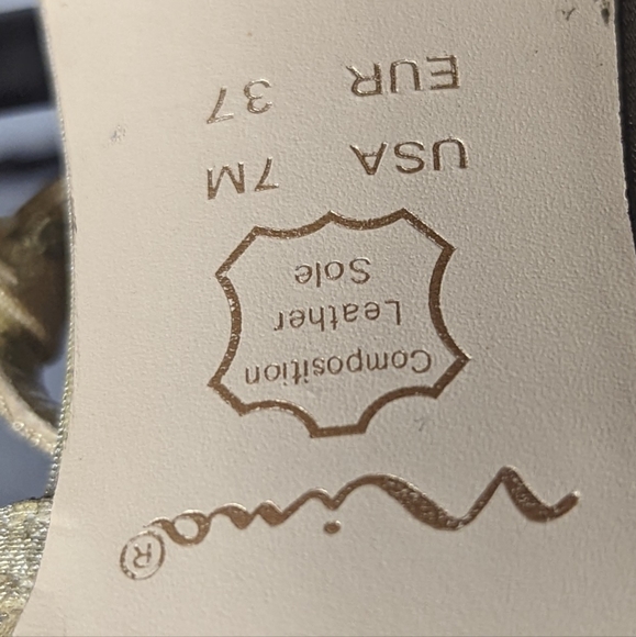 Nina "Blossom" Gold w. Rhinestone detail, 3" Slingback heels Sz 7M - Picture 5 of 9